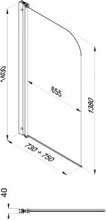 Шторка на ванну Triton Соло Щ0000038541 75 см