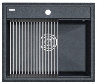 Комплект Paulmark: мойка Stepia 60 и ролл-мат Step PM115951-DG+R375-BS графит/брашированная нержавеющая сталь