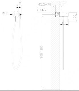 Гигиенический душ ABBER Wasser Kreis AF8125B со смесителем чёрный матовый