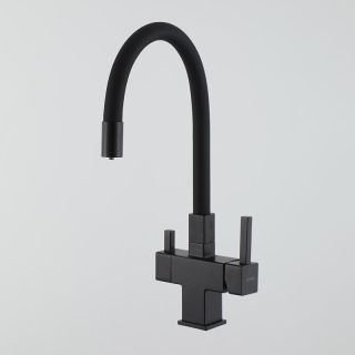 Смеситель для кухни Gappo G4395-36 с подключением фильтра питьевой воды и гибким изливом чёрный