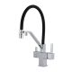 Смеситель для кухни Gappo G4395-60 с подключением фильтра питьевой воды и гибким изливом хром/чёрный