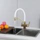 Смеситель для кухни Gappo G4395-63 с подключением фильтра питьевой воды и гибким изливом золото/белый