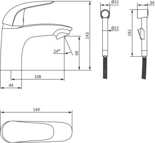 Смеситель для раковины Damixa Jupiter 770230001 с гигиеническим душем хром