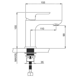 Смеситель для раковины Gappo G1048-9 оружейная сталь