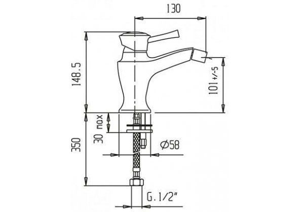 Смеситель для биде, бронза Cezares GIUBILEO-BSM1-02