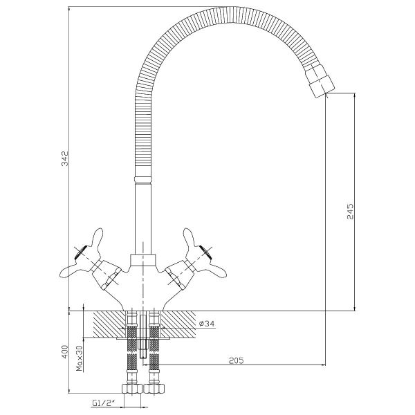 Смеситель для кухонной мойки Rossinka Q02-75 Хром