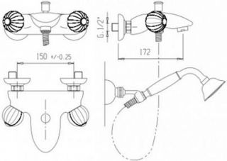 Смеситель для ванны и душа, бронза Cezares ROYAL PALACE-V-02-MS