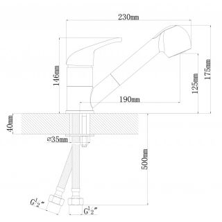Смеситель для кухни Dr. Gans Соната с выдвижным изливом латте