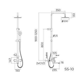 Душевая система Knotlor SS-10, сатин