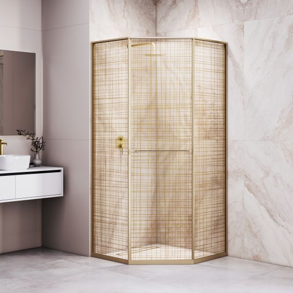 Душевой уголок RGW SV-82Gb "R" 33328200-266R 100x100 см брашированное золото