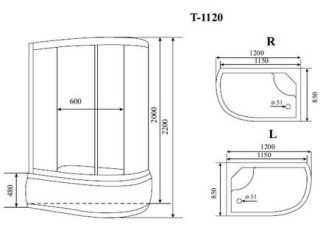 Душевая кабина Timo Standart T-6620SFR Silver Fabric 120x85см