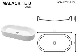 Раковина Whitecross Malachite D 0724.070035.200 70см белый матовый