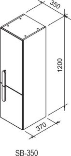 Ravak Шкаф боковой SB 350 CHROME L каппучино/белый