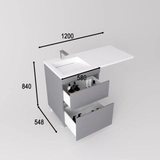 Тумба напольная Style Line Даллас Леон 120 Люкс Plus СС-00002450 под раковину для стиральной машины серый