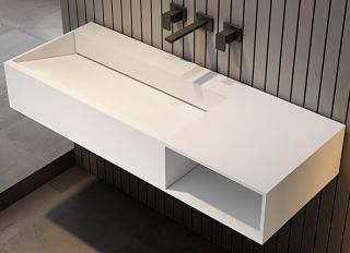 Подвесная тумба с раковиной ABBER Stein AS2640 100см белый матовый