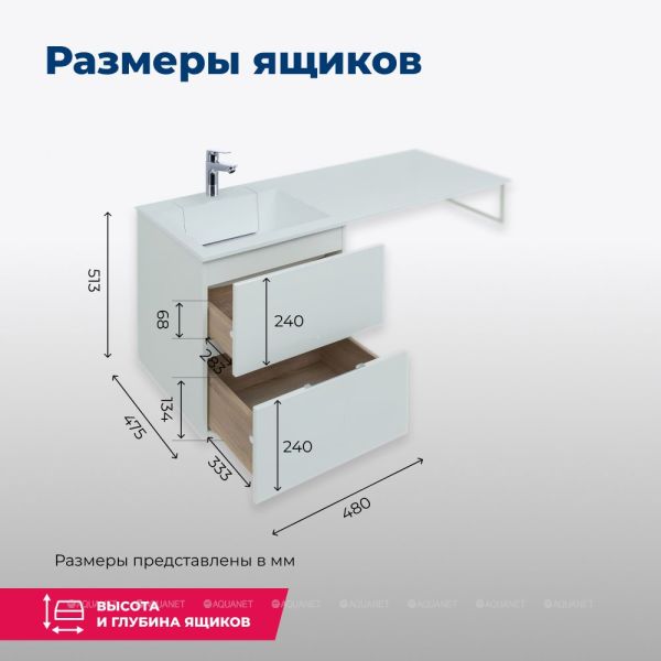 Тумба под раковину Aquanet Алвита 243660 50 см белый