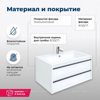 Тумба под раковину Aquanet Lino 253904 90 см белый матовый