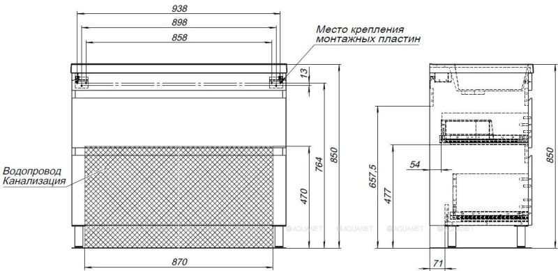 Тумба под раковину Aquanet Нота New 344149 100 см дуб светлый