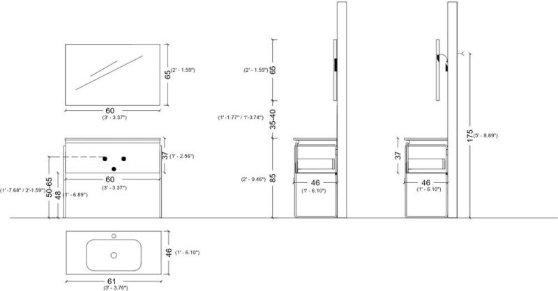 Тумба под раковину Armadi Art Vallessi 60см антрацит матовый 837-060-A matt