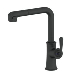 Смеситель для кухни Wonzon & Woghand WW-88439008A-MB с выдвижным изливом чёрный матовый