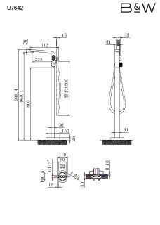 Смеситель Black & White Universe 7642U  для ванны и душа
