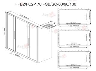 Душевой уголок AvaCan FB2 170-190 + SB90 чёрный