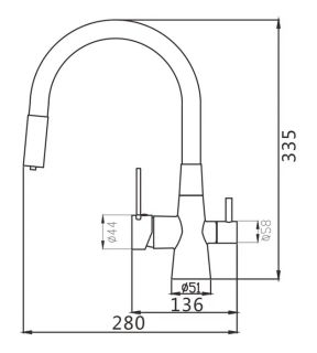 Смеситель для кухни Shevanik S668Y с подключением фильтра пепельный/чёрный