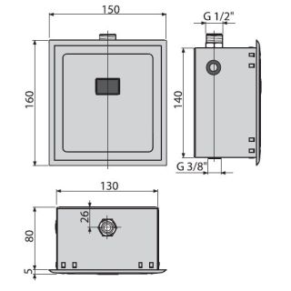 Автоматическое устройство смыва для писсуара 6V AlcaPlast хром ASP4-B