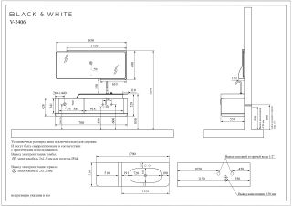 Комплект мебели для ванной Black&White Gravity V-2406 Hettich drawers Nano-Alloy 2-hole mirror LED Anti-fog