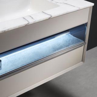 Комплект мебели для ванной Black&White Gravity V-2433 Unihopper drawers Marble 1-hole mirror LED Anti-fog