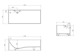 Ванна из искусственного камня ABBER Stein AS9640-1.7 170x72см белый матовый