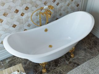 Ванна из литьевого мрамора Эстет Scarlett silk ФР-00014622 180x77см белый матовый