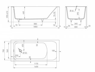 Ванна из искусственного камня Salini Orlanda Kit S-Sense 102112G 180x80см белый глянцевый