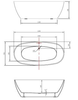 Ванна акриловая Vincea VBT-405-1500, 1500*750*580, цвет белый, щелевой перелив