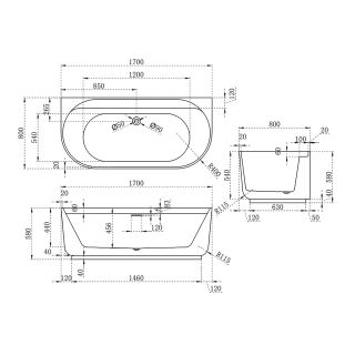 Ванна акриловая Vincea VBT-621B