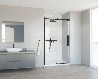 Душевая дверь Vincea Сomo Soft VDS-1CS110CLB 1100, черное, стекло прозрачное