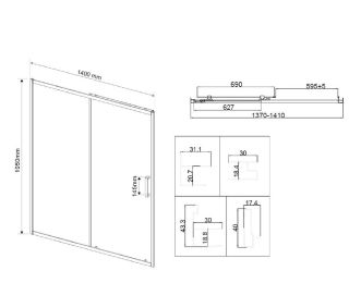 Душевая дверь Vincea City VDS-5CT140CLGM, 1400, вороненая сталь, стекло прозрачное