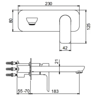 Встраиваемый смеситель для раковины Gappo G1048-22 белый/хром