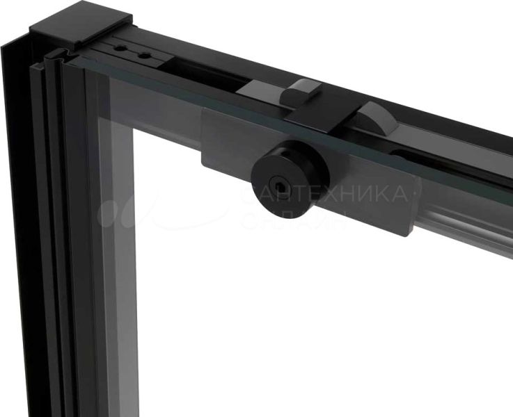 Душевая дверь в нишу Vincea Slim Soft 110 см, профиль черный, стекло прозрачное