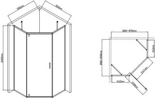 Душевой уголок Vincea Slim-U VSP-2SU900CLB 90x90 см, профиль черный, стекло прозрачное