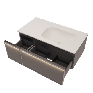 База под раковину Vincea Elise 1000 подвесная, правая, 2 выкатных ящика soft-close, серый матовый