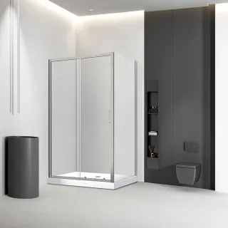 Душевой уголок Veconi Rovigo RV-046BС, 1500х1100х1950, никель брашинг, стекло прозрачное