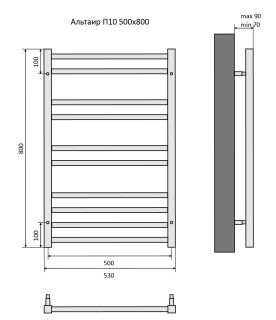 Водяной полотенцесушитель Aquatek Альтаир AQ KK1080BL П10 50x80см чёрный муар