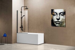 Душевая шторка на ванну Vincea VSB-11800CLGM, 800*1400, вороненая сталь, стекло прозрачное