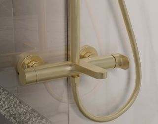 Душевая стойка Vincea Rondo VSFS-1R1BG, брашированное золото