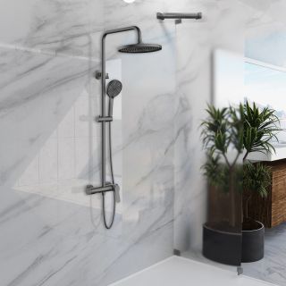 Душевая стойка Vincea Arco VSFS-4AR1GM, вороненая сталь