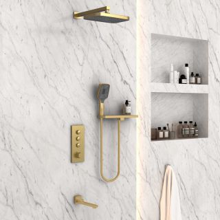 Душевой комплект Vincea VSFW-431T1RBG встраиваемый, термостатический, трехрежимный, брашированное золото