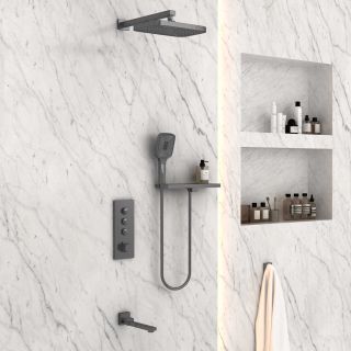 Душевой комплект Vincea VSFW-431T1RGM встраиваемый, термостатический, трехрежимный, вороненая сталь