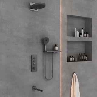 Душевой комплект Vincea VSFW-433TI1RGM встраиваемый, термостатический, трехрежимный, вороненая сталь