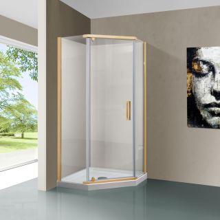 Душевой уголок Vincea Stresa VSP-1S100CLG, 1000*1000, брашированное золото, стекло прозрачное